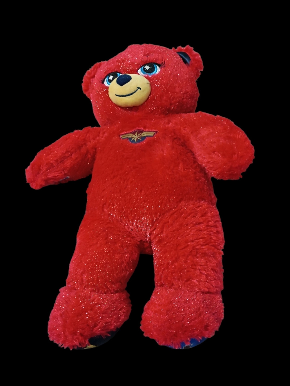 Captain Marvel Red Plush Build A Bear Teddy Bear with Embroidered Emblem